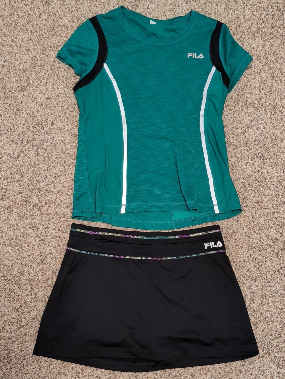 FILA Teal, Black & White Short Sleeve Athletic Tee